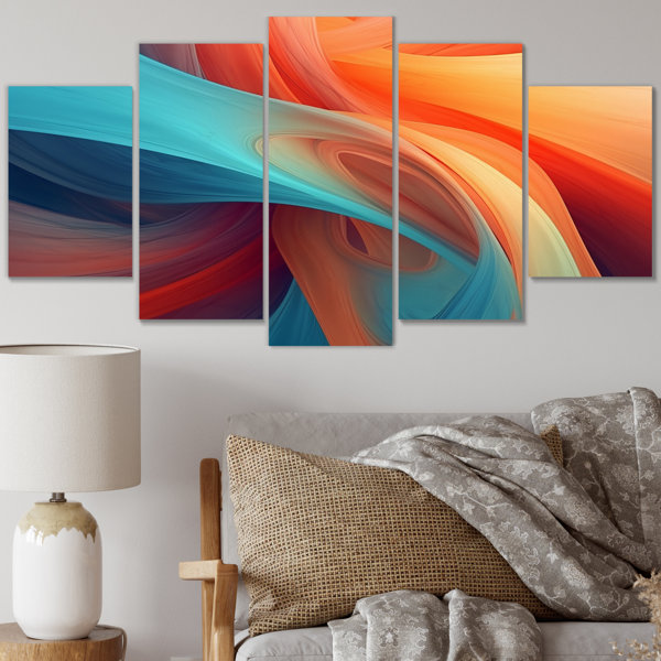 Wrought Studio Orange Blue Fractal Waters I Fractals Metal Wall Decor Set Wayfair